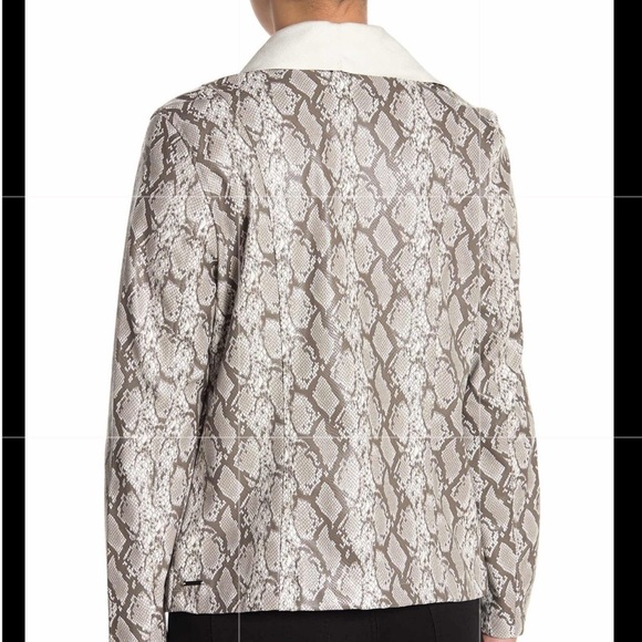 NWT SZ L Tahari leather snakeskin cardigan jacket - Picture 3 of 7